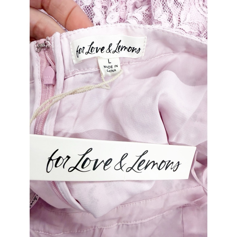 NWT For Love & Lemons Carmela Mini Pink Lace Halter Dress, Size‎ Large - Picture 9 of 11